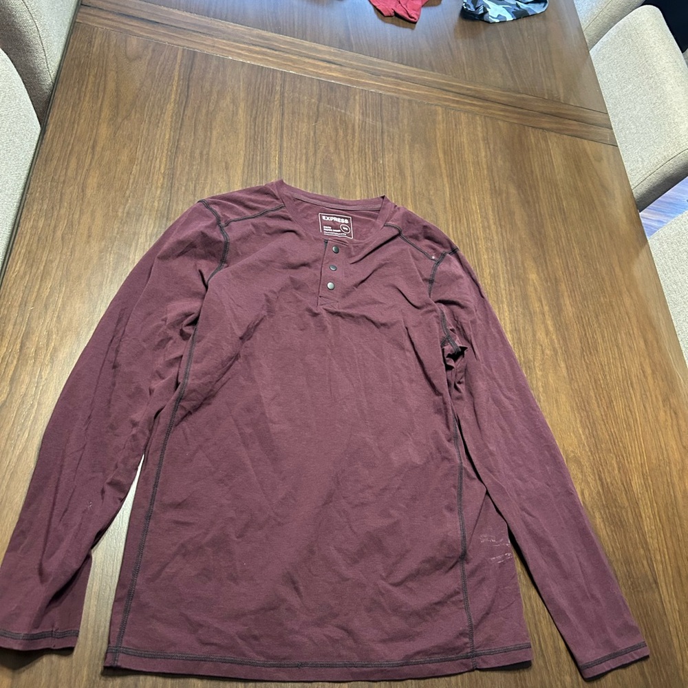 Express Red Long Sleeve Tee Shirt